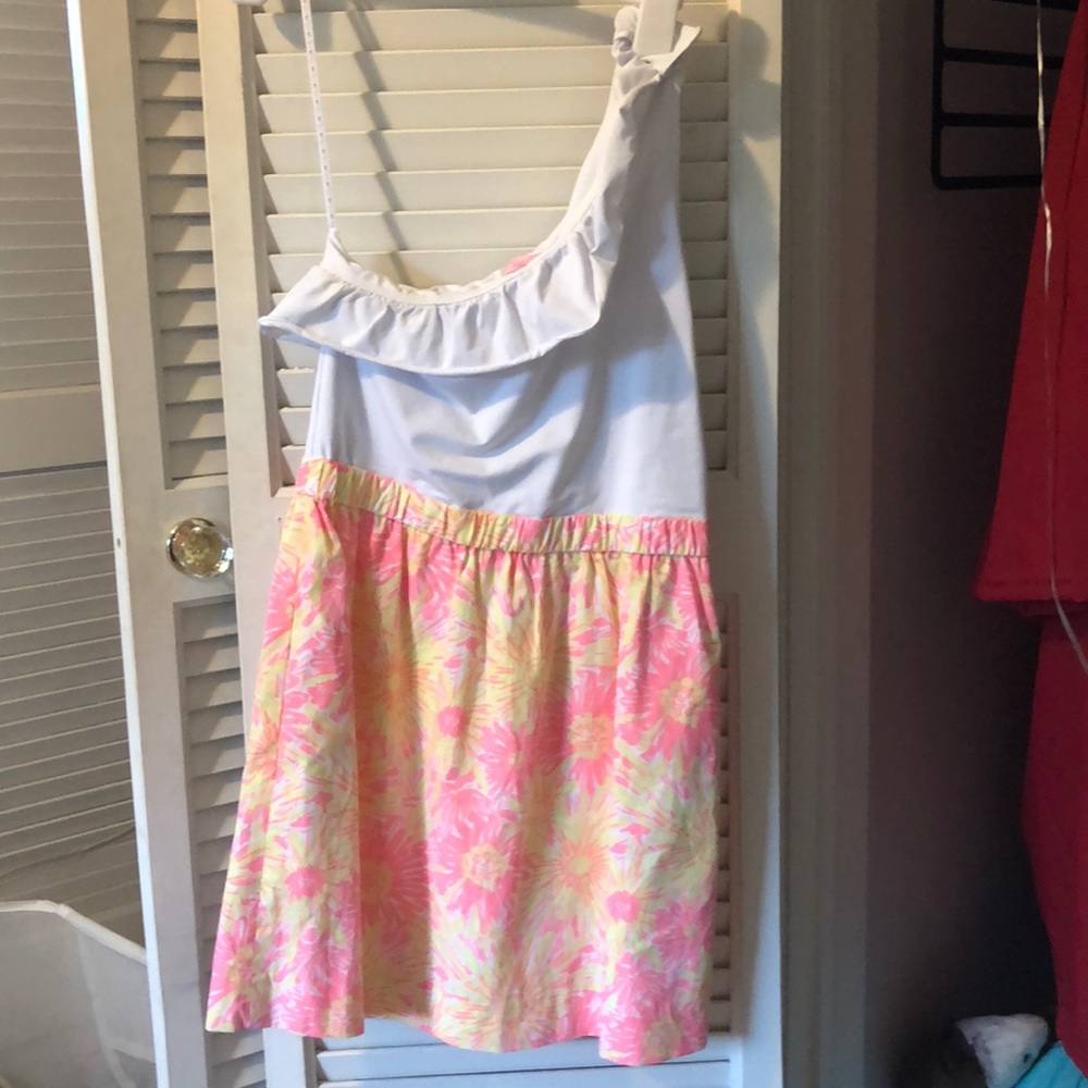 Off the shoulder Lilly Pulitzer dress.